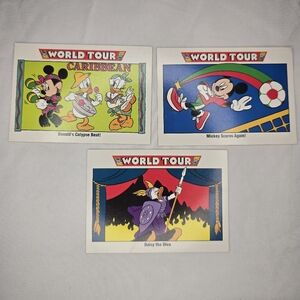 Disney Impel Mickey World Tour set of 3 Carribean #178, Soccer #184 & Opera #189